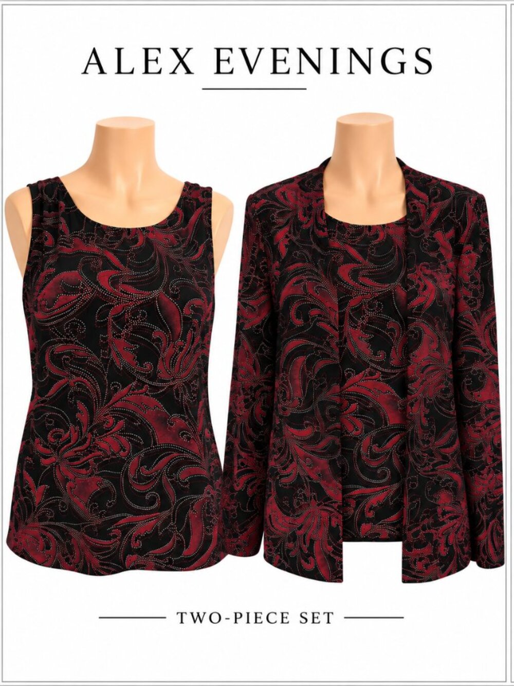 NWT Alex Evenings XL 2 Piece Baroque Scroll Paisley Jacket & Shell
